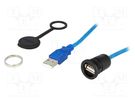 Cable; USB 2.0,with cap; USB A socket,USB A plug; 0.5m; IP65 ENCITECH