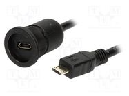 Cable; USB 2.0; USB B micro socket,USB B micro plug; IP65; 0.5m ENCITECH