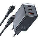 Mcdodo CH-1544 GaN wall charger, 2x USB-C, 1x USB, 67W + USB-C to USB-C cable (black), Mcdodo