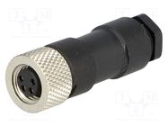 Connector: M8; female; PIN: 4; straight; for cable; plug; 4A; IP67 