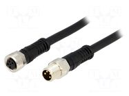 Cable: for sensors/automation; M8 male,M8 female; PIN: 4; plug; 3A MOLEX