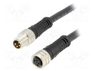 Cable: for sensors/automation; M8-M8; male; female; PIN: 4; plug 