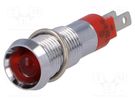 Indicator: LED; recessed; red; 12÷14VDC; Ø8.2mm; IP67; metal SIGNAL-CONSTRUCT