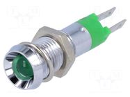 Indicator: LED; recessed; green; 24÷28VDC; Ø8.2mm; IP67; connectors SIGNAL-CONSTRUCT