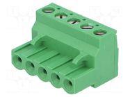 Connector: pluggable terminal block; plug; female; 15A; 300V; 1x5 TE Connectivity