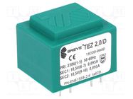 Transformer: encapsulated; 2VA; 230VAC; 10.5V; 10.5V; 95.2mA; PCB BREVE TUFVASSONS