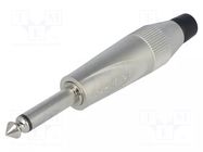 Connector: Jack 6,3mm; plug; male; mono; ways: 2; straight; grey AMPHENOL