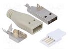 Plug; USB A; for cable; soldering; with protection 
