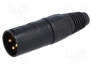 Connector: XLR; plug; male; PIN: 3; straight; for cable; soldering NEUTRIK