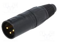 Connector: XLR; plug; male; PIN: 3; straight; for cable; soldering 