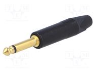 Plug; Jack 6,3mm; male; mono; ways: 2; straight; for cable; black NEUTRIK