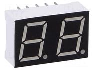 Display: LED; 7-segment; 10mm; 0.39"; No.char: 2; red; 30mcd; cathode OPTO Plus LED