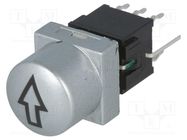 Switch: keypad; arrow; Pos: 2; DPDT; 0.1A/30VDC; silver; LED; green 