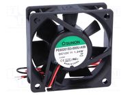 Fan: DC; axial; 12VDC; 60x60x20mm; 33.13m3/h; 30dBA; ball bearing SUNON