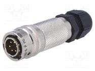 Connector: circular; plug; for cable; PIN: 6; male; soldering; 600V AMPHENOL