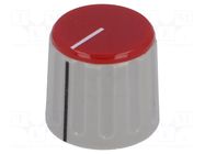 Knob; with pointer; ABS; Øshaft: 6mm; Ø21.3x18.8mm; grey; red SCI