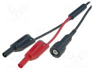 Test lead; BNC plug,banana plug 4mm x2; Len: 1m; black; Z: 50Ω ELECTRO-PJP