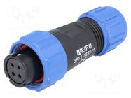 Connector: circular; plug; female; PIN: 4; IP68; SP13; 4÷6.5mm; 5A WEIPU