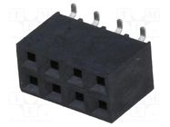 Connector: pin strips; socket; female; PIN: 8; vertical; 2.54mm; SMT NINIGI