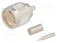 Connector: N; plug; male; straight; 50Ω; crimped; for cable; PTFE TE Connectivity