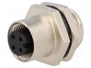 Connector: M12; socket; PIN: 4; female; 250V; IP68; soldering; metal AMPHENOL LTW