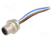 Connector: M12; socket; PIN: 5; male; cables; Thread: PG9; 0.5m CONEC
