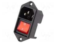 Connector: AC supply; socket; male; 10A; 250VAC; C14 (E); KEB2 SCHURTER