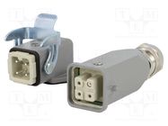 Connector: HDC; male + female; plug + socket,complete set; PIN: 4 