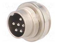 Connector: M16; socket; male; PIN: 6; 5A; 300V; C091D; soldering AMPHENOL