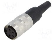 Connector: M16; plug; female; soldering; for cable; PIN: 4; 5A; 300V 