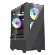 Aigo E330M computer case + 4 argb fans (black), Darkflash