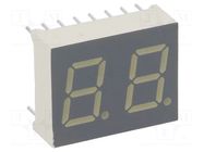 Display: LED; 7-segment; 10mm; 0.4"; No.char: 2; red; 1.9÷4.7mcd KINGBRIGHT ELECTRONIC