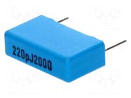 Capacitor: polypropylene; 220pF; 2000VDC; 700VAC; 5.5x10.5x18mm KEMET