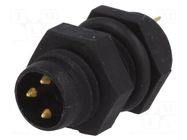 Connector: M8; male; PIN: 3; 3A; 60V; IP67; for panel mounting AMPHENOL LTW