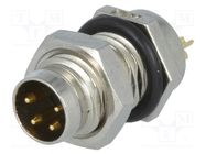 Connector: M8; male; PIN: 4; for panel mounting,front side nut AMPHENOL LTW