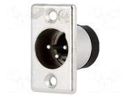 Connector: XLR; socket; male; 15A; 50V; PIN: 3; straight; soldering DELTRON