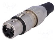 Connector: XLR; plug; female; 15A; 50V; PIN: 3; straight; for cable DELTRON