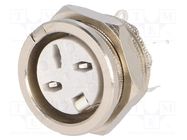 Socket; DIN; female; PIN: 3; Layout: 180°; for panel mounting,screw DELTRON