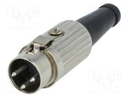 Plug; DIN; male; PIN: 3; Layout: 180°; straight; for cable; soldering DELTRON