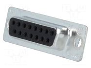 Connector: D-Sub; PIN: 15; plug; female; for cable; soldering; HD 20 TE Connectivity