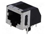 Connector: RJ45; socket; PIN: 8; Cat: 3; shielded,low profile; 8p8c TE Connectivity