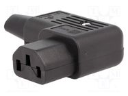 Connector: AC supply; plug; female; 10A; 250VAC; IEC 60320; C13 (F) SCHURTER