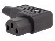 Connector: AC supply; plug; female; 10A; 250VAC; C13 (F); IEC 60320 SCHURTER