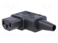 Connector: AC supply; plug; female; 10A; 250VAC; C13 (F); IEC 60320 SCHURTER