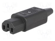 Connector: AC supply; plug; female; 10A; 250VAC; IEC 60320; 8.5mm SCHURTER