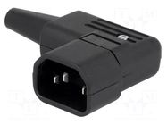 Connector: AC supply; plug; male; 10A; 250VAC; C14 (E); IEC 60320 SCHURTER