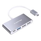 Lention 4in1 Hub USB-C to USB 3.0 + 2x USB 2.0 + USB-C (gray), Lention