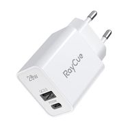 RayCue USB-C + USB-A PD 20W EU power charger (white), RayCue