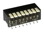 DIP SWITCH, 0.1A, 50VDC, 8POS, SMD