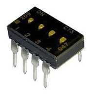 DIP SWITCH, 0.1A, 50VDC, 4POS, THT